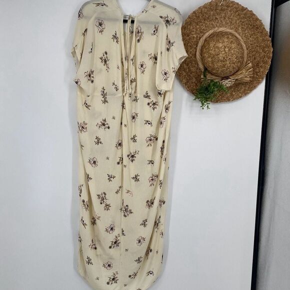 Final Touch Floral Cap Sleeve Maxi Dress  Knotted Back Boho Rayon M - Picture 7 of 12